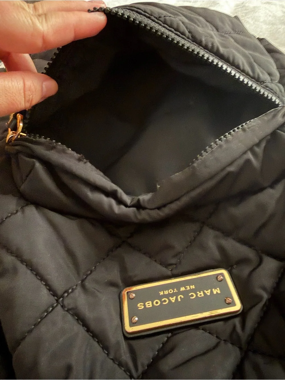 Marc Jacobs Black Quilted Nylon Backpack with Gold Plaque - Picture 5 of 7
